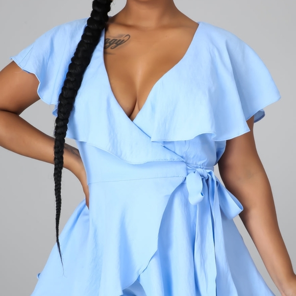 Blue Ruffled Romper - Picture 9 of 11